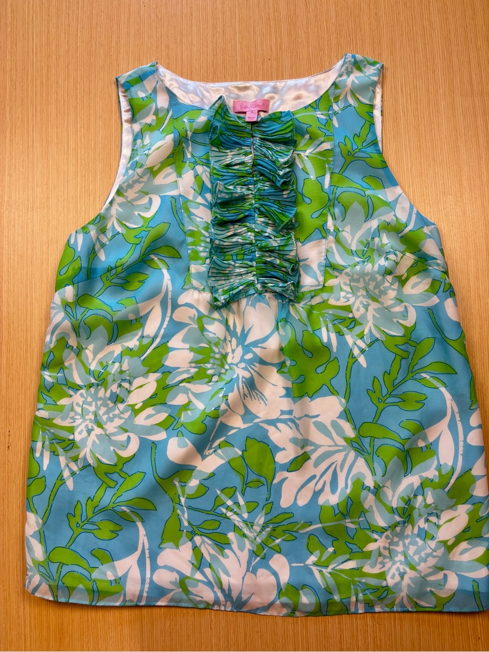 Lilly Pulitzer Caden Shell Ruffle Blouse - Beach Club Having a Blast Sz 10